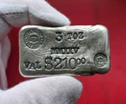 Rutland Bullion Co ⚖️ 3 troy oz .999 Fine Silver Vintage Style Hand Poured Bar
