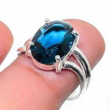 London Blue Topaz Gemstone 925 Sterling Silver Jewelry All Size Ring For Gift