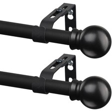 2 Pack Black Curtain Rods for Windows 28 to 48 inch, 5/8 inch 30-50 2 pack