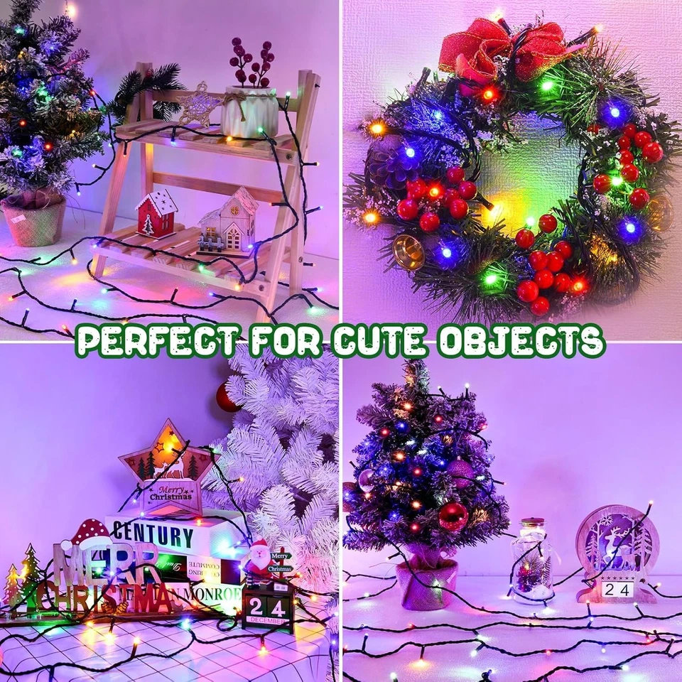 Christmas Lights Outdoor Battery Operated String Lights Total 100LED 33Ft with T - Image 2 of 4