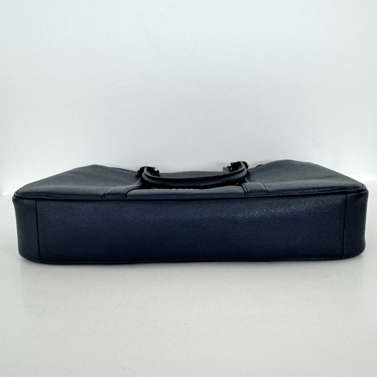 Coach Perry Slim Structured Briefcase Laptop Bag Blue Crossgrain