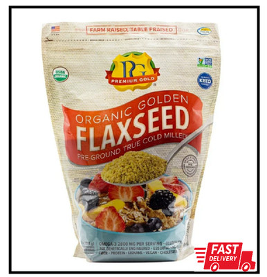 2 PACK Premium Golden Organic Flaxseed 4 lbs.  (TOTAL 8 lbs.)