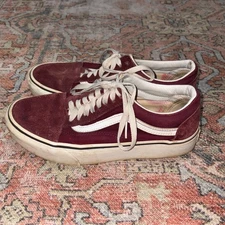 VANS Old Skool Low Mens U.S. Size 7 Maroon Canvas Suede Sk8 Surf Off The Wall