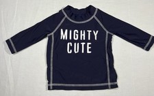 Carter's Rash Guard Swim Shirt Long Sleeve Blue Mighty Cute Graphic 3 Months