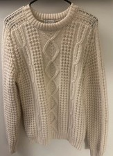 Vintage Gaeltarra Fisherman Sweater 100 Wool Hand Knit Ireland Women  s Small 