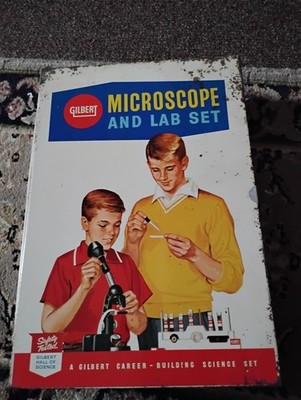 Vintage Gilbert Microscope and Lab Set Metal Case 1960s Kids Toy Science
