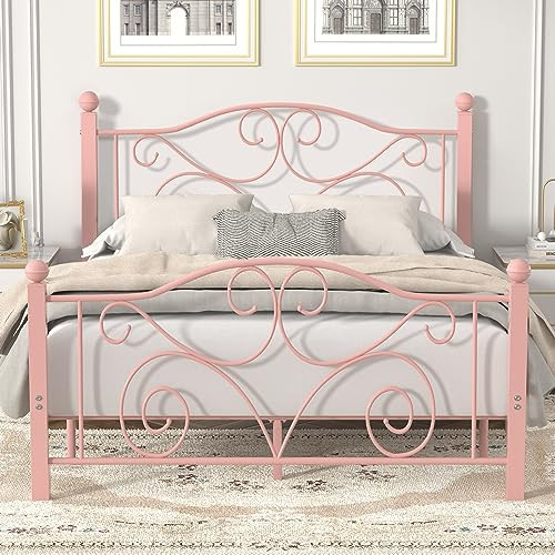 Full Size Heavy Duty Metal Bed Frame with Headboard and Footboard and Slat Support