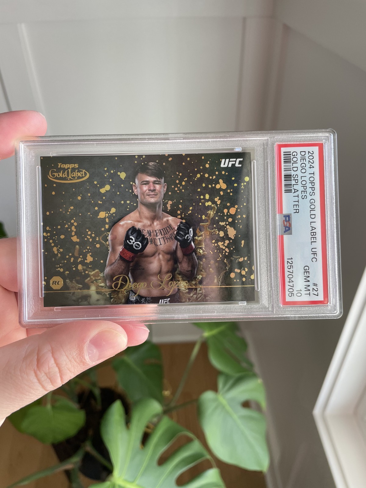 Diego Lopes Rookie Gold Splatter Insert SP - 2024 Topps Gold Label UFC - PSA 10
