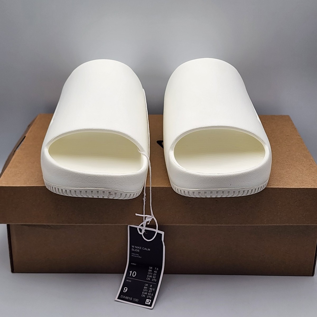 New Nike Calm Slide Women's Size US 10 White Sail Slides Sandals