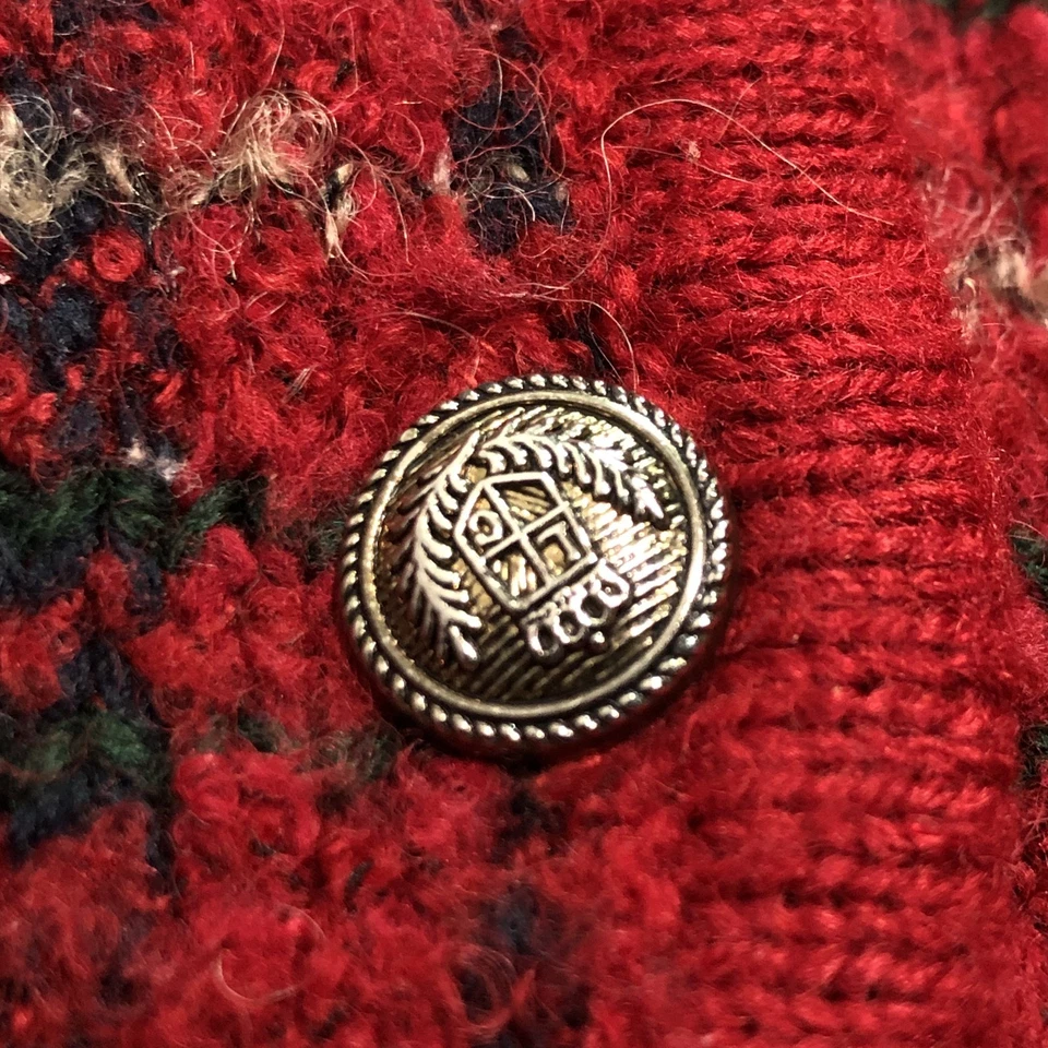 Cárdigan de lana Karen Scott para mujer M dinero antiguo Western cuadros country check abuela Foto 4 de 4