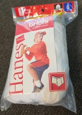 New Vintage Hanes 7 Pack Boys Briefs Underware USA Made Size 8 2005 SEALED