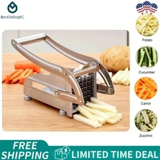 Stainless Steel Potato French Fry Cutter Vegetable Food Chopper Slicer 2 Blades