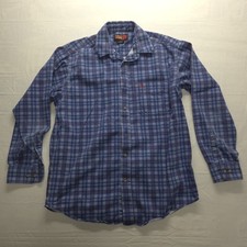 Ariat FR Flame Resistant Cat 2 Check Plaid Button Down Shirt Blue Mens Large Men