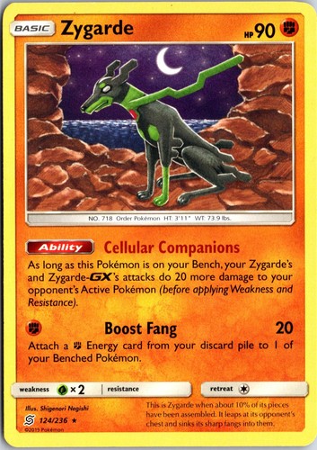Zygarde 124/236 Rare Unified Minds Pokemon Moderately Played