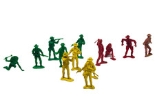 Vintage Plastic Cowboys  Indians Figures Lot 13 Red Green Yellow 2.5  3  