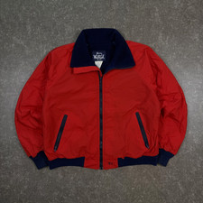 Vintage 90s Woolrich Bomber Jacket Fleece Lined Full Zip Red Mens Size Large