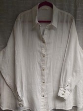 HM 100% Leinen Damen Bluse Tunika Weiß Gr.50...