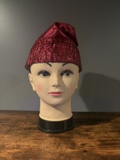 Embroidered African Gold Hat-Kufi-Cap Color Wine Size 23