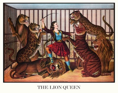 15642.Wall Decor Poster.Interior Art.The Lion Queen Circus Big Cat Tamer