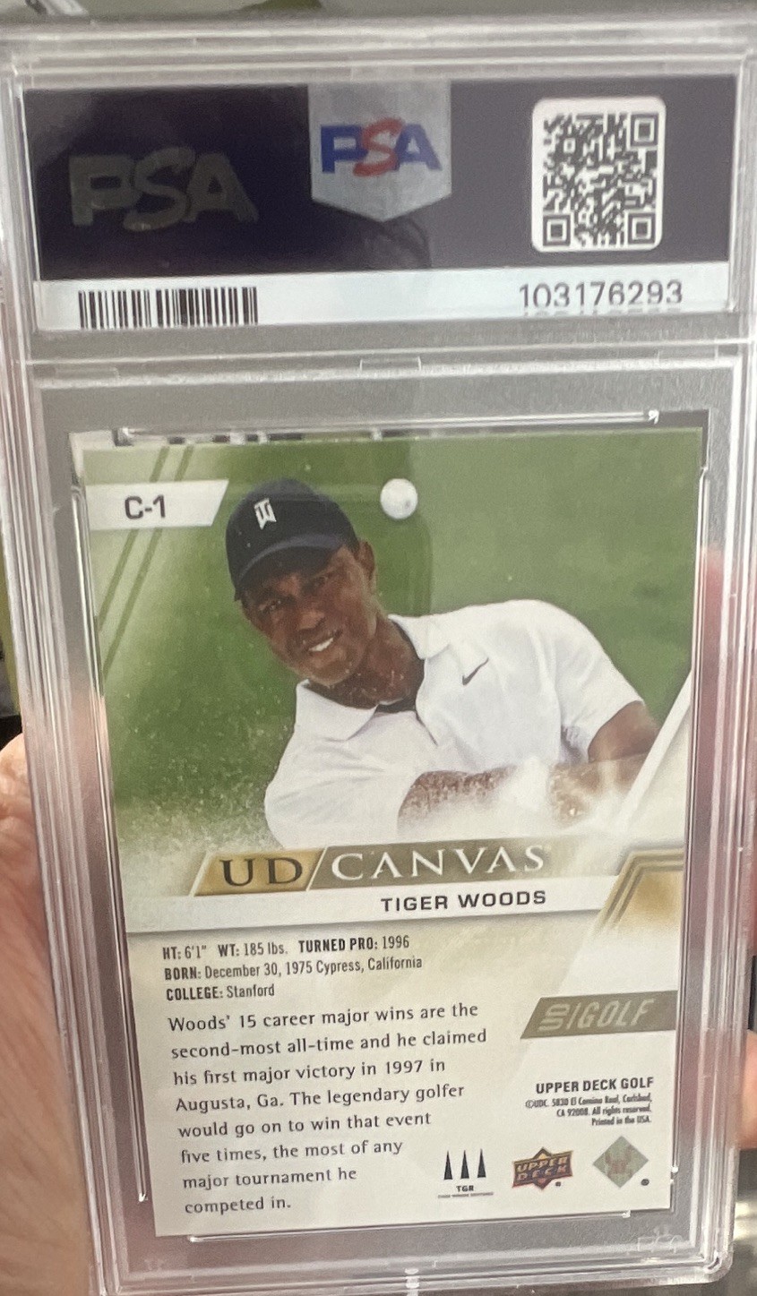 Upper Deck 2024 Tiger Woods UD Canvas Insert #C-1 PSA 10 Golf Card view 2