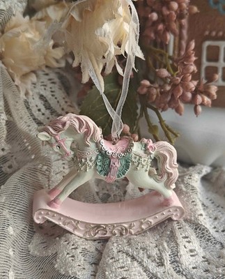 Schaukelpferd Hänger Weihnachten Weihnachtsdeko  Rosa Clayre & Eef 8 x 2 x 7 cm