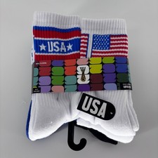 FIFA World Cup 26 Crew Socks Womens 5-10 Multi USA Patriotic 6 Pair New