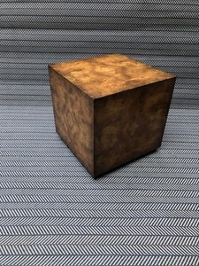 John Richard Milo Baughman Style Modern Faux Burlwood Laminate Cube Accent Table