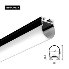 2M Black Aluminium LED Profile Channel with Diffuser – V/U Shape for LED Strips