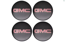 OEM 2017-2025 GMC Acadia Canyon Set of 4 Wheel Center Caps Black Red 84165540