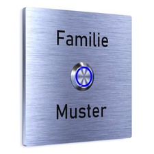 Klingel Haustürklingel Edelstahl Klingelschild LED Weiß Blau Gravur 100 X 100mm