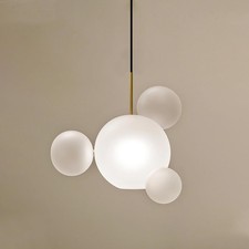 - Frosted Glass Bubble Pendant Light,4-Balls White Glass Chandelier,Art Deco ...