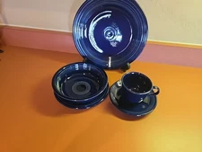 Homer Laughlin Fiesta 830 105 Cobalt Blue 5 Pcs Place Setting Dinnerware Set 