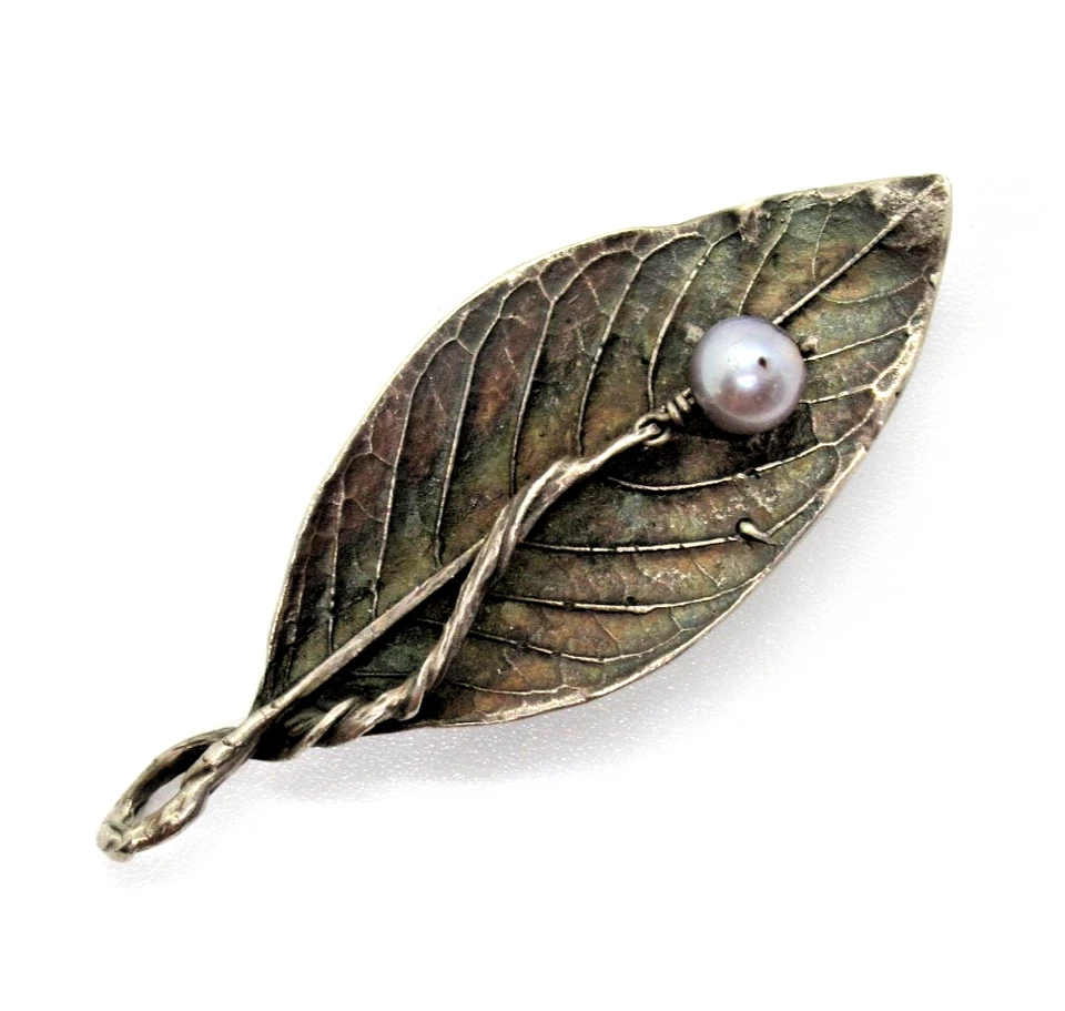 Vintage XL Anhänger Brosche EHINGER SCHWARZ Perle 925 Silber Handarbeit 80s Top - Bild 4 von 4