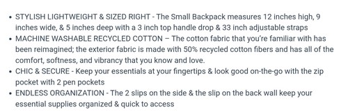 Vera Bradley kleiner Damenrucksack Baumwolle, Tranquil Medallion - recycelte Baumwolle - Bild 3 von 6