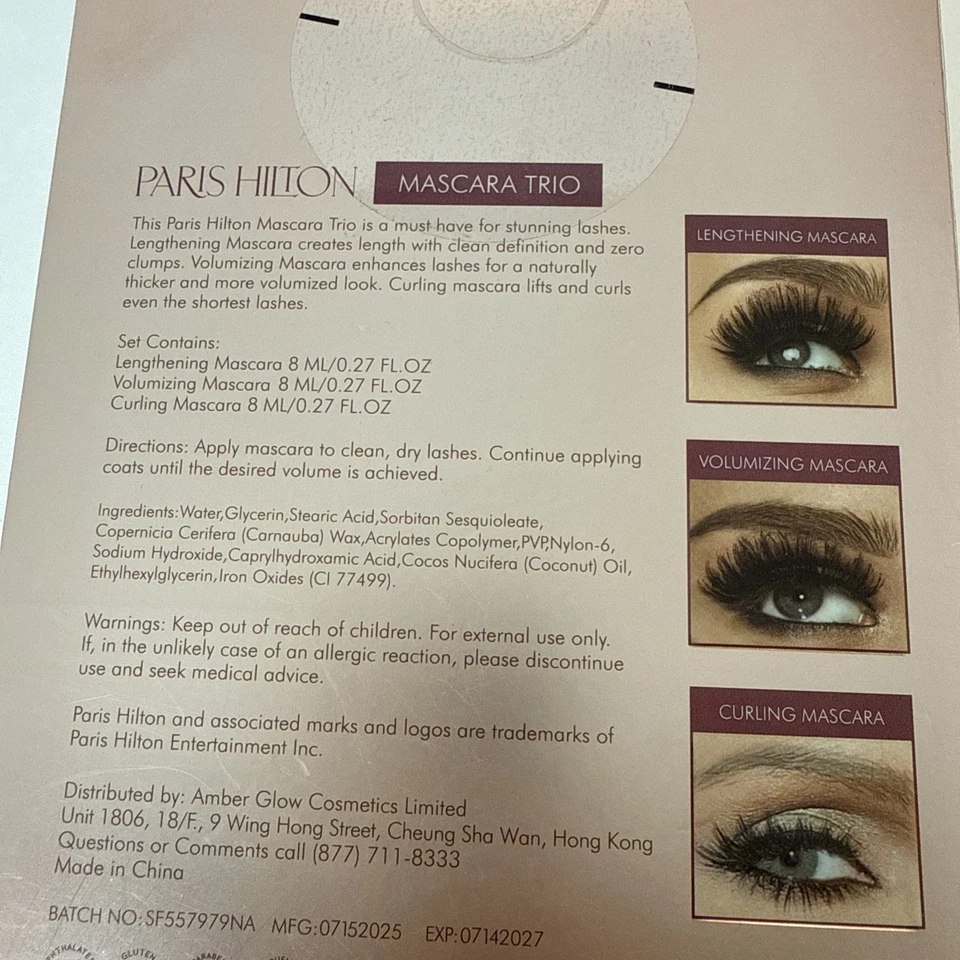 Тушь для ресниц PARIS HILTON Trio Lengening ~ объемная ~ завивка черная 8 мл каждая новая - Изображение 3 из 3