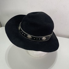 Outback Trading Co Western Hat Black Concho Belt Trim 7 Fur Wool Blend USA Made