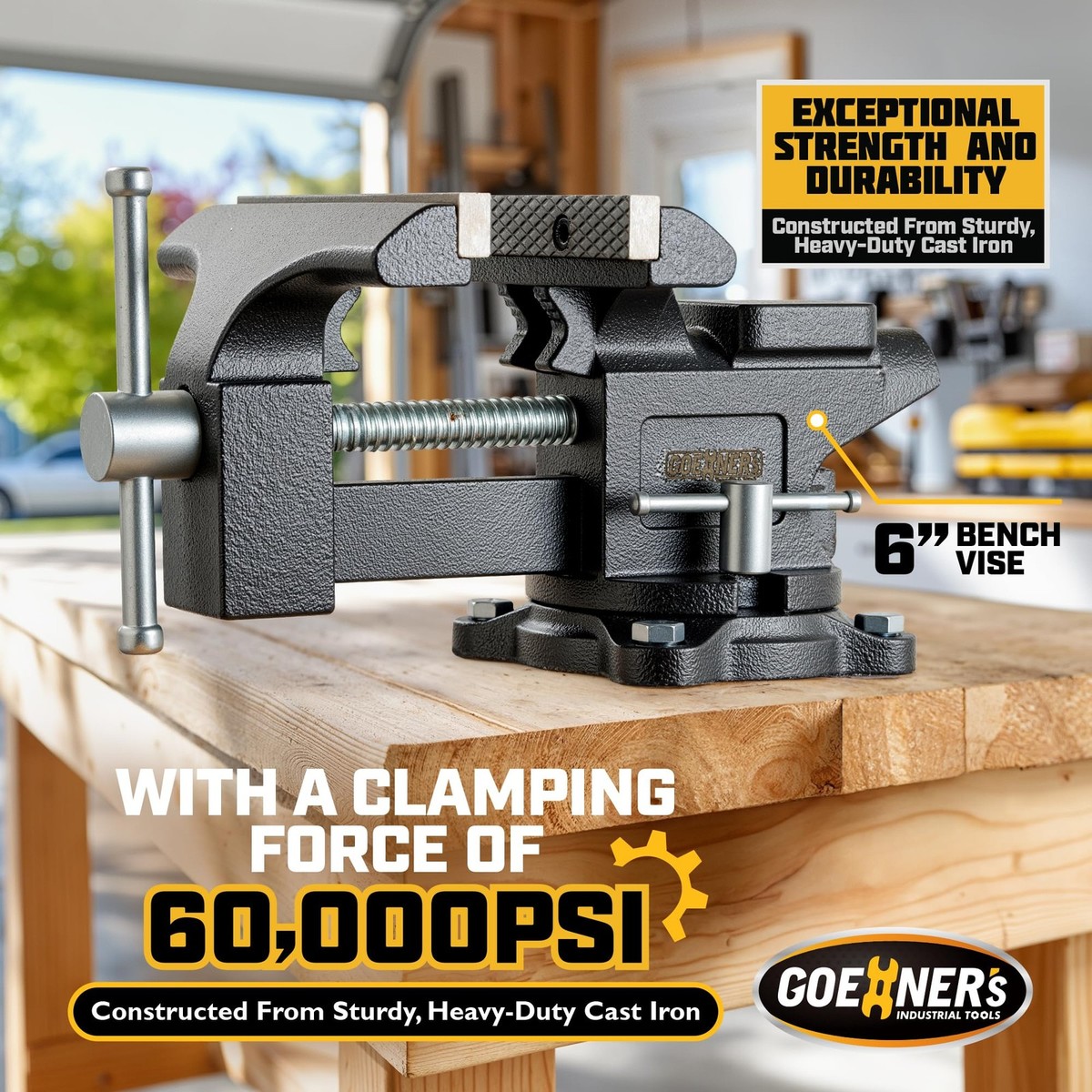 Upgraded] Bench Vise 6” - Table Vice For Workbench, Utility 6 Inch