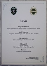 Ludogorets v Ferencváros UEFA Champions League qualifying official dinner menu