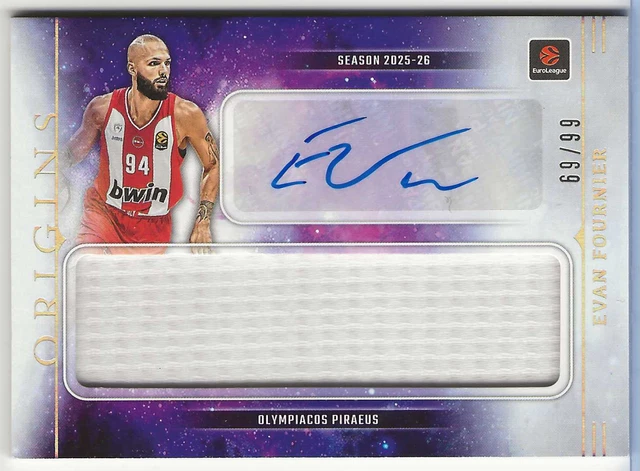 2025 26 Origins Euroleague Evan Fournier Patch Auto #69/99 Olympiacos Piraeus