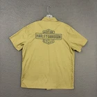 Harley-Davidson Shirt Mens Large Olive Green Stitched Button Up Workwear Biker