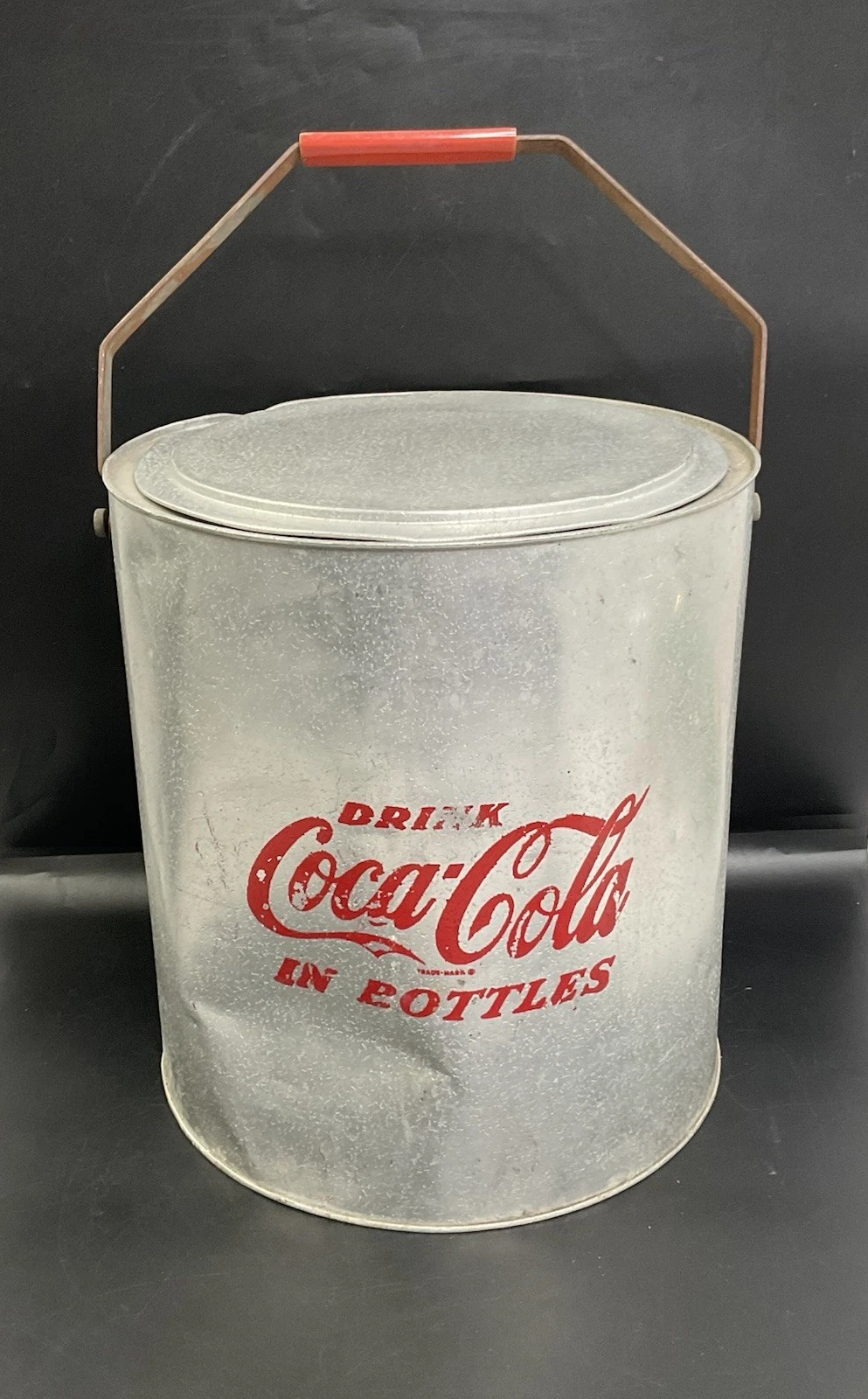 Vintage 1950s Aluminum Coca Cola Round Cylinder Cooler Antique Decor