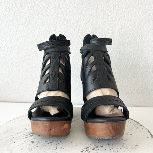 NUEVAS Botas Lane BECCA Mujer Negras Cuñas 8.5 Sandalias Occidentales Cuero Vaquera - Imagen 5 de 11