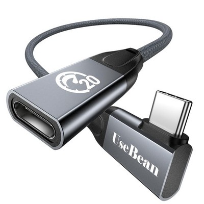 240W USB C Extension Cable 1ft, Right Angle USB C 3.2 Male to Female Cable, 4...