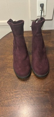DV8 Dolce Vita  Purple Wine Plum Color Heeled Suede Zipper Booties Sz 7 Low Heel