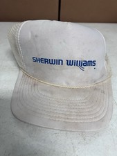Vintage Sherwin Williams Mesh Trucker Hat Snapback White Rope Cap Painter USA