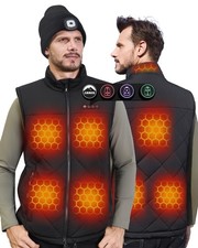 Fleece Heated Vest for Men w/ Battery Pack, Size Adjustable 8 Heat Zones Green