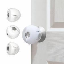 Child Proof Door Knob Covers White - Baby Door Knob Safety Covers, Door 4 Pack
