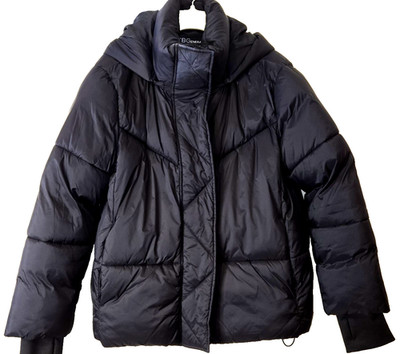 BCBGeneration Black Hooded Puffer Jacket Women s XL Premium Perf Quilted Coat