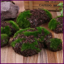 6pcs/Pack Green Moss Stone Artificial Grass Wood  Fake Rock Blocks Simulation