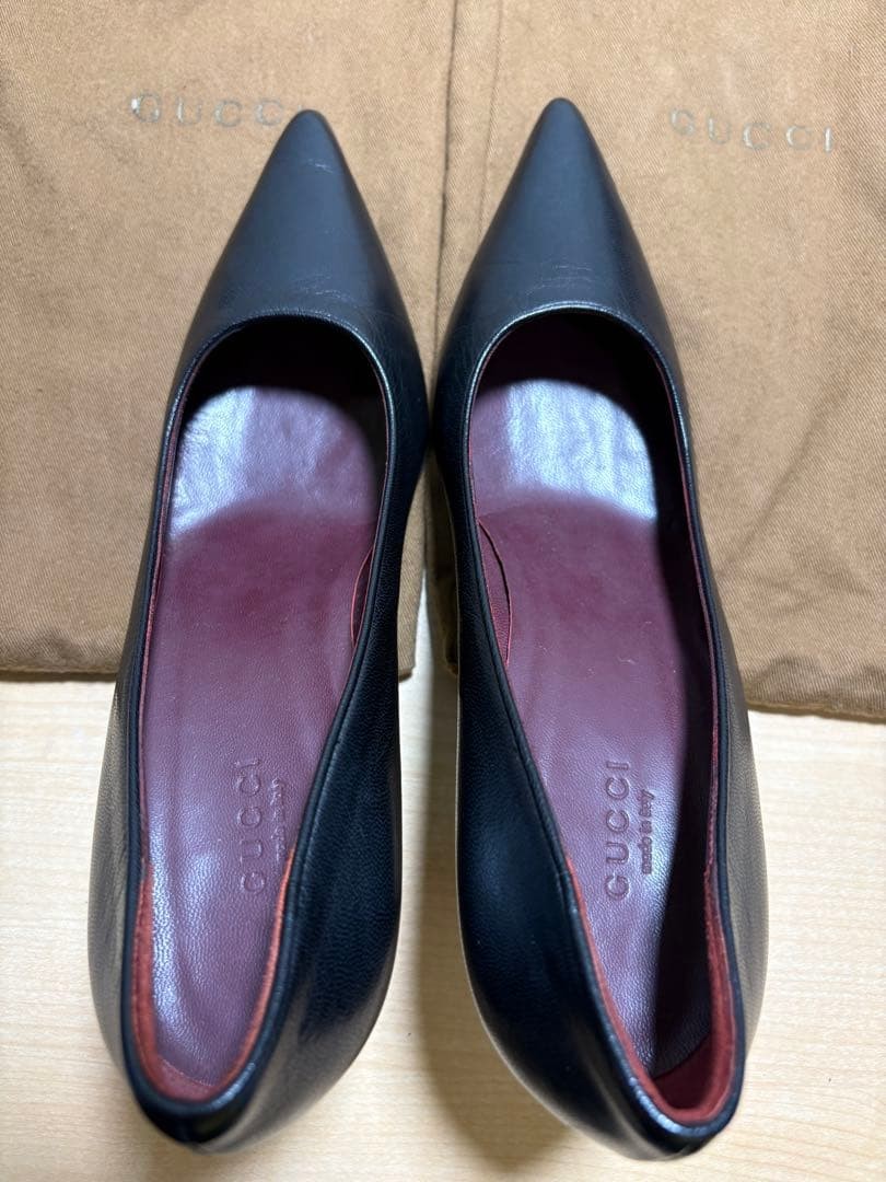 Gucci Pointed Toe Heels Black Leather Size 37 US About7 For Women thumbnail 11
